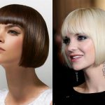 Укороченное каре с челкой.