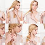 На фото: прически за 5 минут — хвост на боку, украшенный косой.